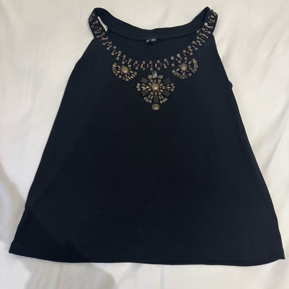 Rafaella Black Embellished Tank Top